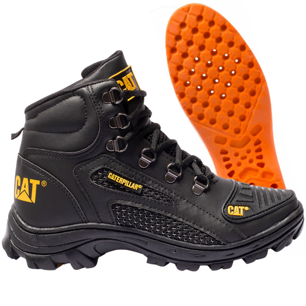 Bota Coturno Caterpillar Alaska Militar Couro Palmilha de Gel Masculino Promoção