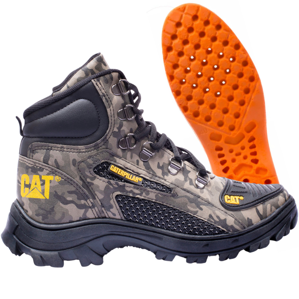 Bota Coturno Caterpillar Alaska Militar Couro Palmilha de Gel Masculino Promoção