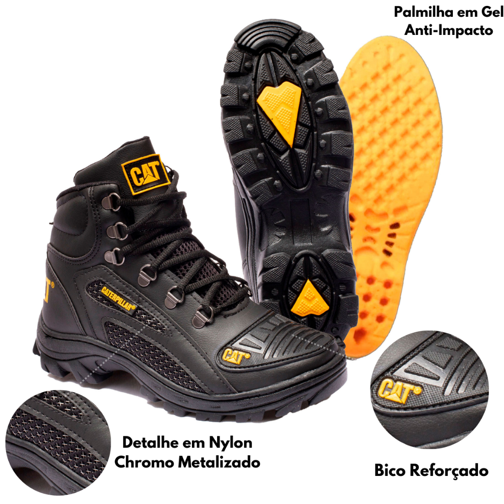 Bota Coturno Caterpillar Alaska Militar Couro Palmilha de Gel Masculino Promoção