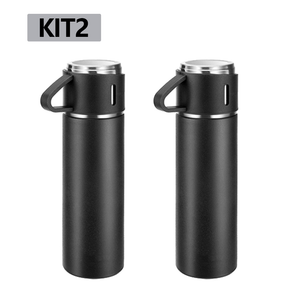 caneca Kit Garrafa Térmica Vacuum Bottle Inox 500ml 3 Xícaras para Bebidas Quentes ou Frias Presente de Dia dos Pais