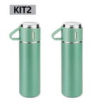 caneca Kit Garrafa Térmica Vacuum Bottle Inox 500ml 3 Xícaras para Bebidas Quentes ou Frias Presente de Dia dos Pais