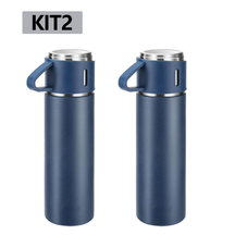 caneca Kit Garrafa Térmica Vacuum Bottle Inox 500ml 3 Xícaras para Bebidas Quentes ou Frias Presente de Dia dos Pais