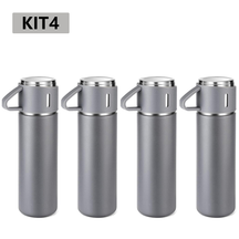 caneca Kit Garrafa Térmica Vacuum Bottle Inox 500ml 3 Xícaras para Bebidas Quentes ou Frias Presente de Dia dos Pais