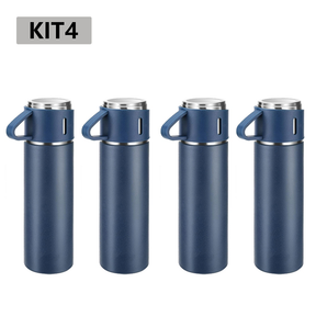 caneca Kit Garrafa Térmica Vacuum Bottle Inox 500ml 3 Xícaras para Bebidas Quentes ou Frias Presente de Dia dos Pais