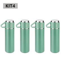 caneca Kit Garrafa Térmica Vacuum Bottle Inox 500ml 3 Xícaras para Bebidas Quentes ou Frias Presente de Dia dos Pais