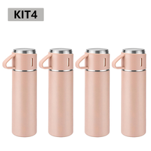 caneca Kit Garrafa Térmica Vacuum Bottle Inox 500ml 3 Xícaras para Bebidas Quentes ou Frias Presente de Dia dos Pais