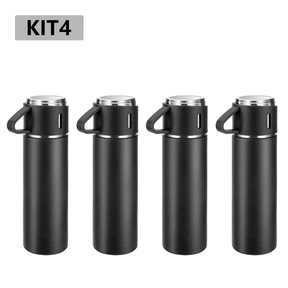 caneca Kit Garrafa Térmica Vacuum Bottle Inox 500ml 3 Xícaras para Bebidas Quentes ou Frias Presente de Dia dos Pais
