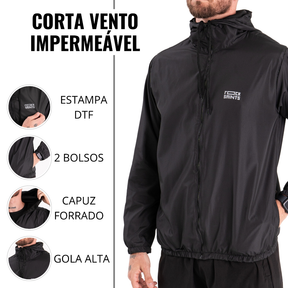 Corta Vento Masculina Impermeável Semi Forrada PRETO Rock Saints