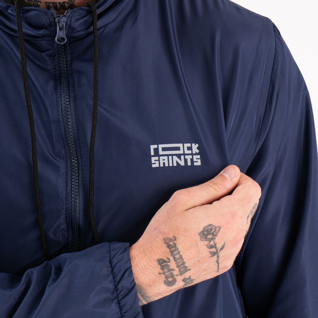 Corta Vento Masculina Impermeável Semi Forrada PRETO Rock Saints