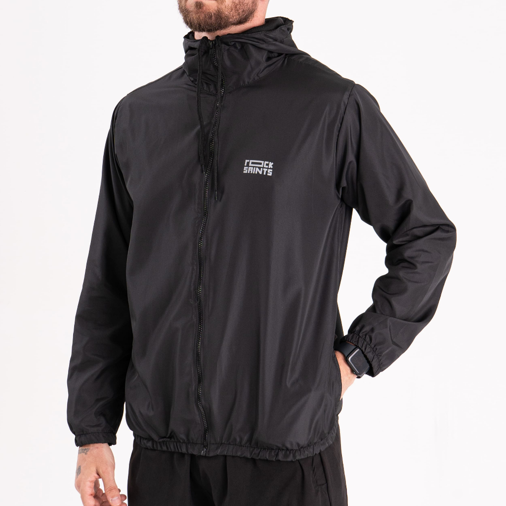 Corta Vento Masculina Impermeável Semi Forrada PRETO Rock Saints