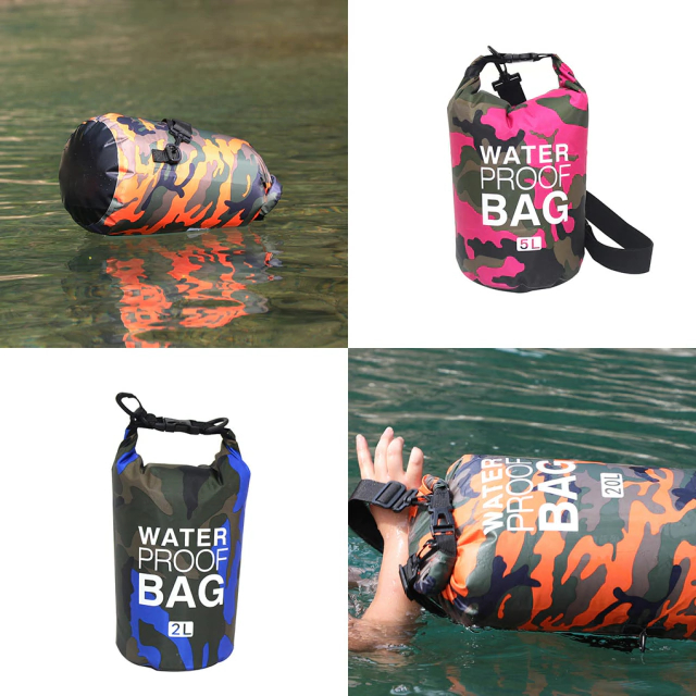Mochila Sacola Bag Impermeável Aprova D'agua Saco Camuflado Bolsa Trilha Mergulho Natação