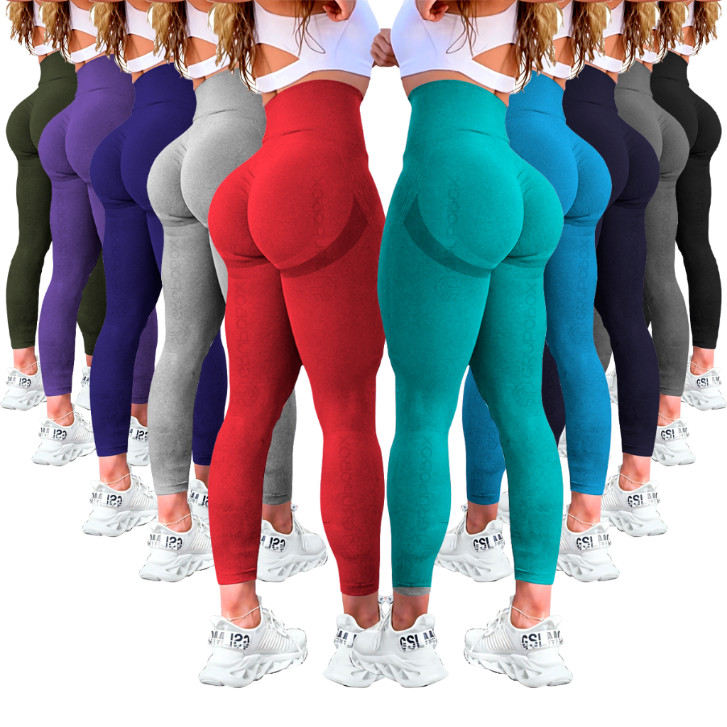 Kit Com 2 Calça Legging Feminina Academia Esportiva Fitness Cintura Alta Levanta Bumbum
