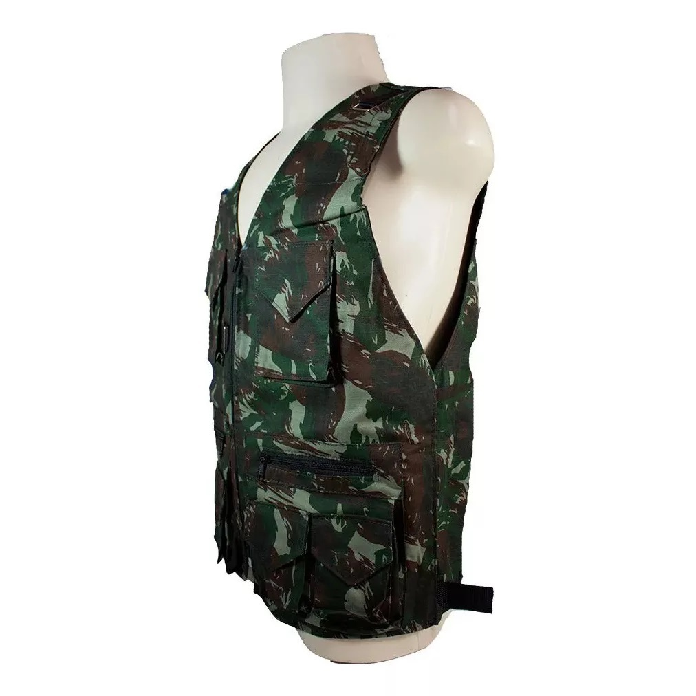 Colete de Caça / Pesca / Tiro Camuflado 8 Bolsos
