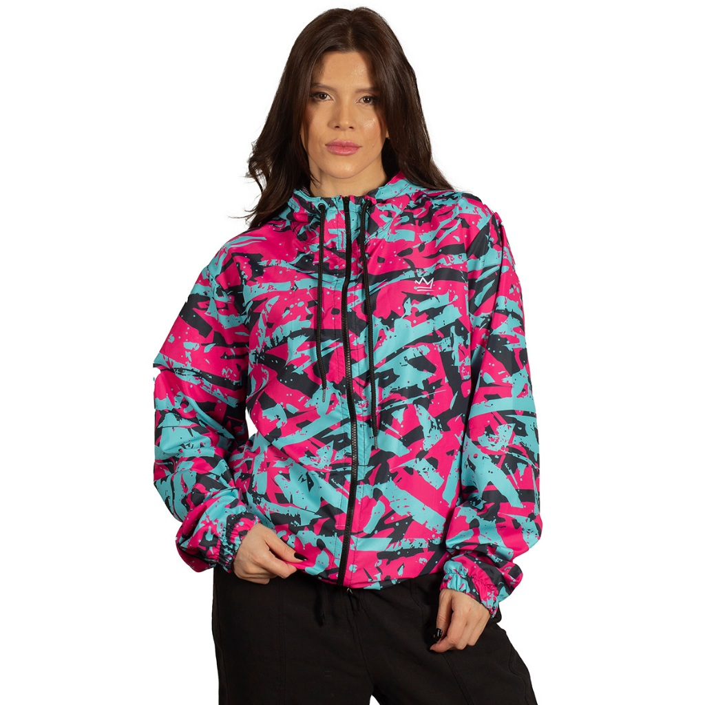 Jaqueta Corta Vento Feminina Impermeável Camuflada Com Capuz Dulk