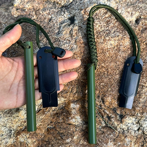 Especificações:Pederneira Maciça Magnésio Camping Pesca Acendedor De Fogo Com Riscador