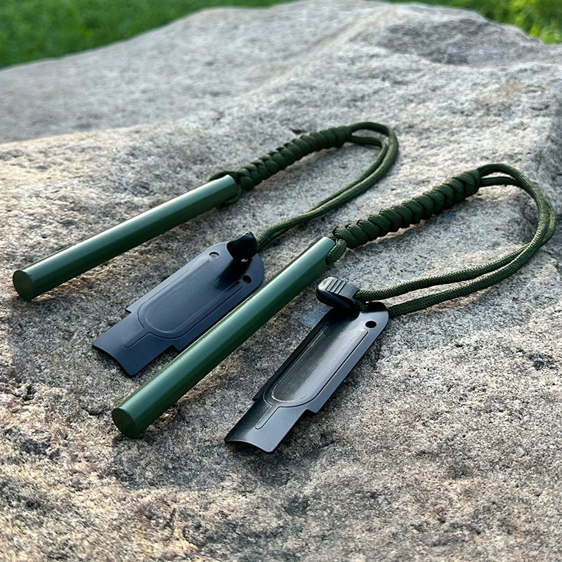 Especificações:Pederneira Maciça Magnésio Camping Pesca Acendedor De Fogo Com Riscador