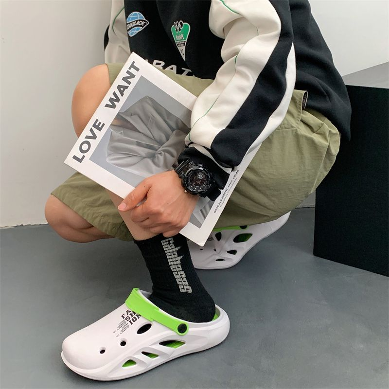 Sandálias De Verão Masculinas Novos Sapatos De Praia Estilo Casais Vestir-Se De Duas Calças De Banho