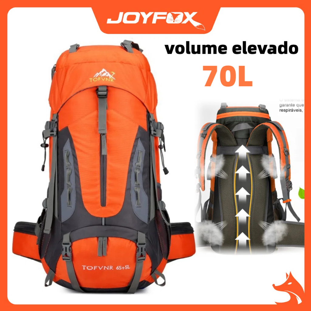 Mochila impermeável para caminhadas ao ar livre 70Litros Viagem Camping