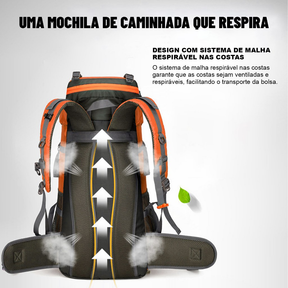 Mochila impermeável para caminhadas ao ar livre 70Litros Viagem Camping