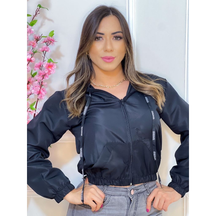 Jaqueta Corta Vento Blusa feminina Com Capuz e Bolso