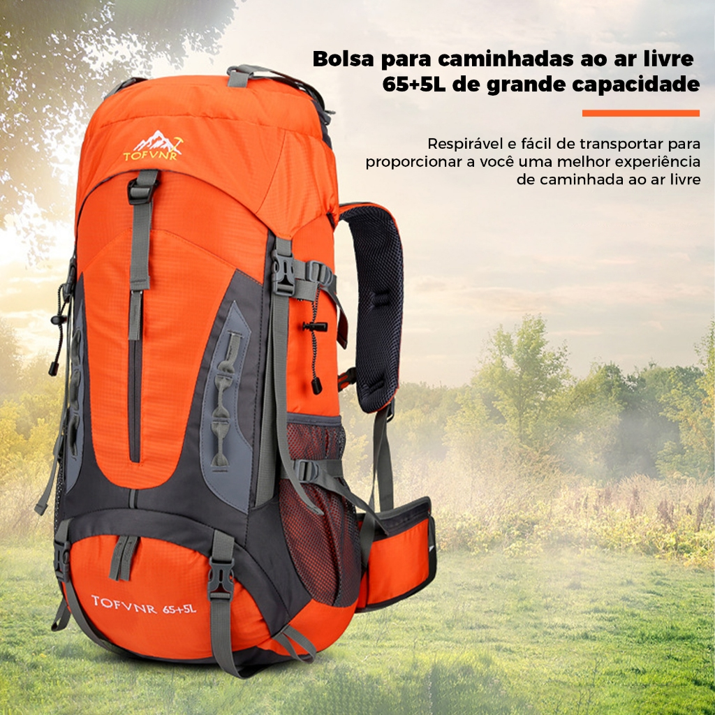 Mochila impermeável para caminhadas ao ar livre 70Litros Viagem Camping