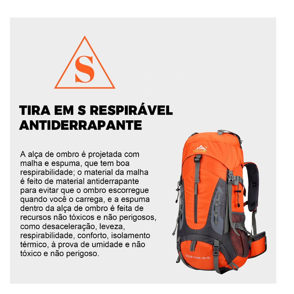 Mochila impermeável para caminhadas ao ar livre 70Litros Viagem Camping