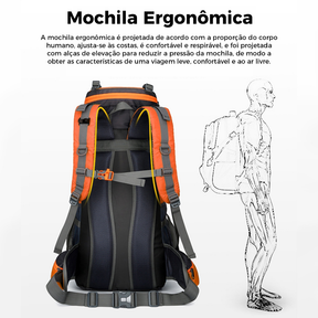Mochila impermeável para caminhadas ao ar livre 70Litros Viagem Camping