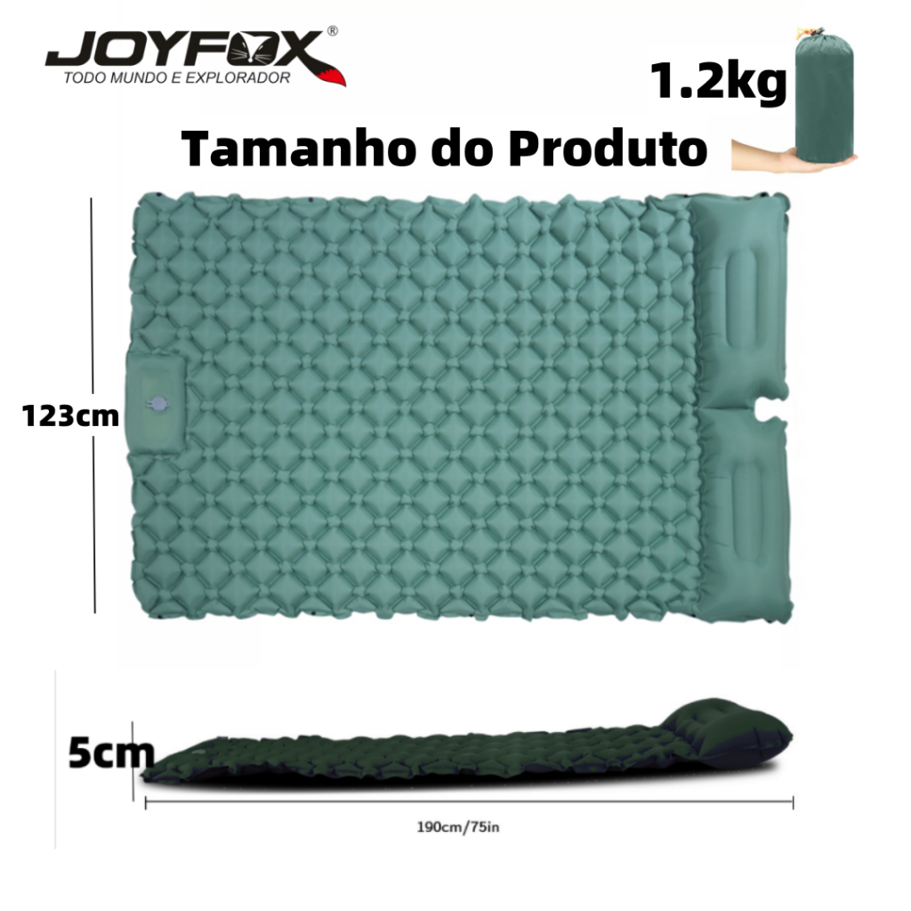 Colchão Inflável Automático De Casal Sleeping Pad Ar Externo Portátil De Acampamento 190 *120*5 Cm Com Travesseiro