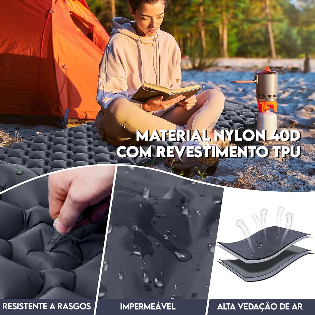 Colchão Inflável Almofada De Dormir Autoinflável Para Acampamento 190cm