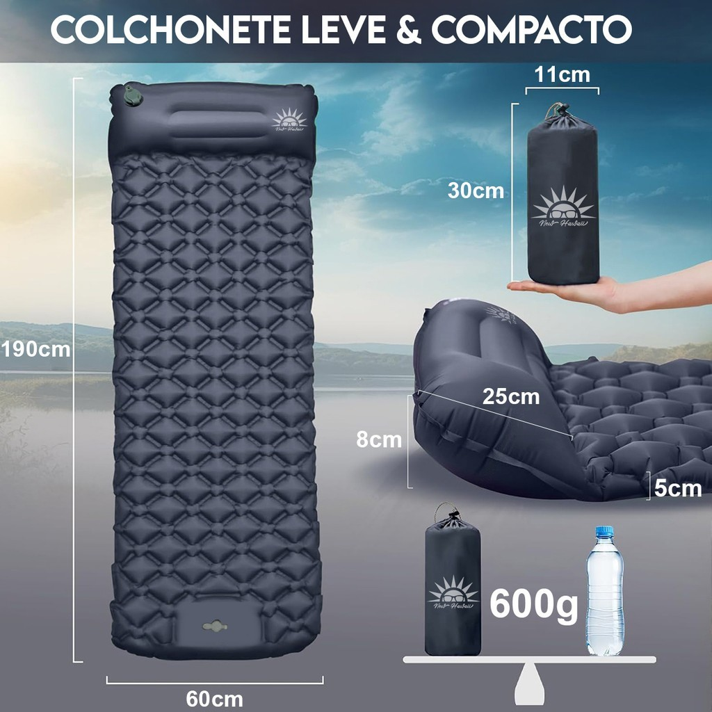 Colchão Inflável Almofada De Dormir Autoinflável Para Acampamento 190cm
