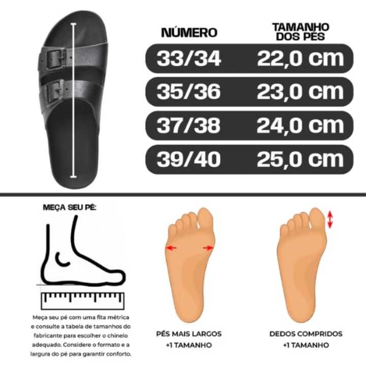 Sandalia Chinelo Birken Papete Baixo Slide Duas Fivelas Moderna Ortopédica Adulto Infantil