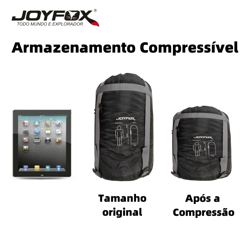 Saco De Dormir Térmico Grande Solteiro Lavável À Máquina Ultralight Joyfox -1.5ºc À -3.5ºc Camping 1.5kg