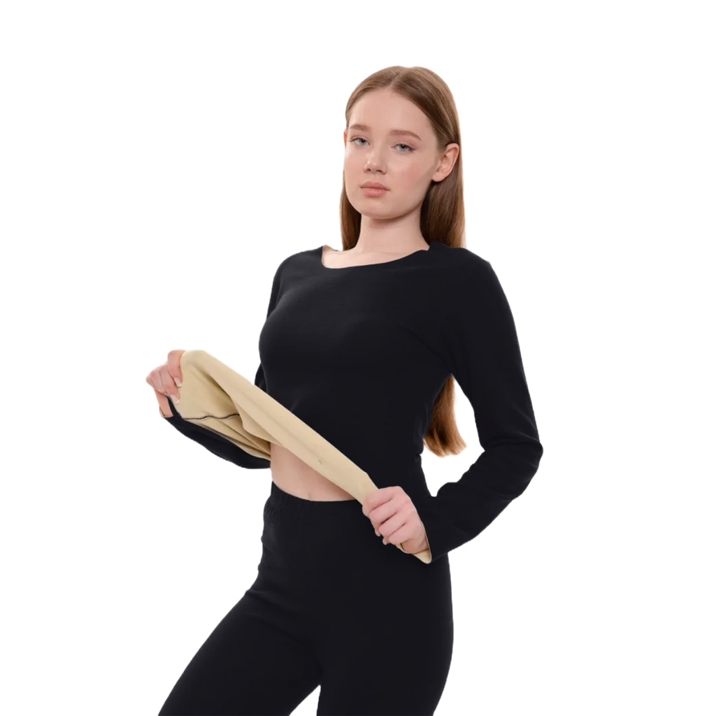 Conjunto Segunda Pele Térmica Flanelado Frio Intenso Preto Proteção Uv+50 Masculino Feminino Unissex