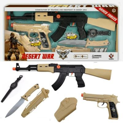 Kit de Arminhas Militares de Brinquedo Infantil Lança dardo- Desert War - 99 Toys