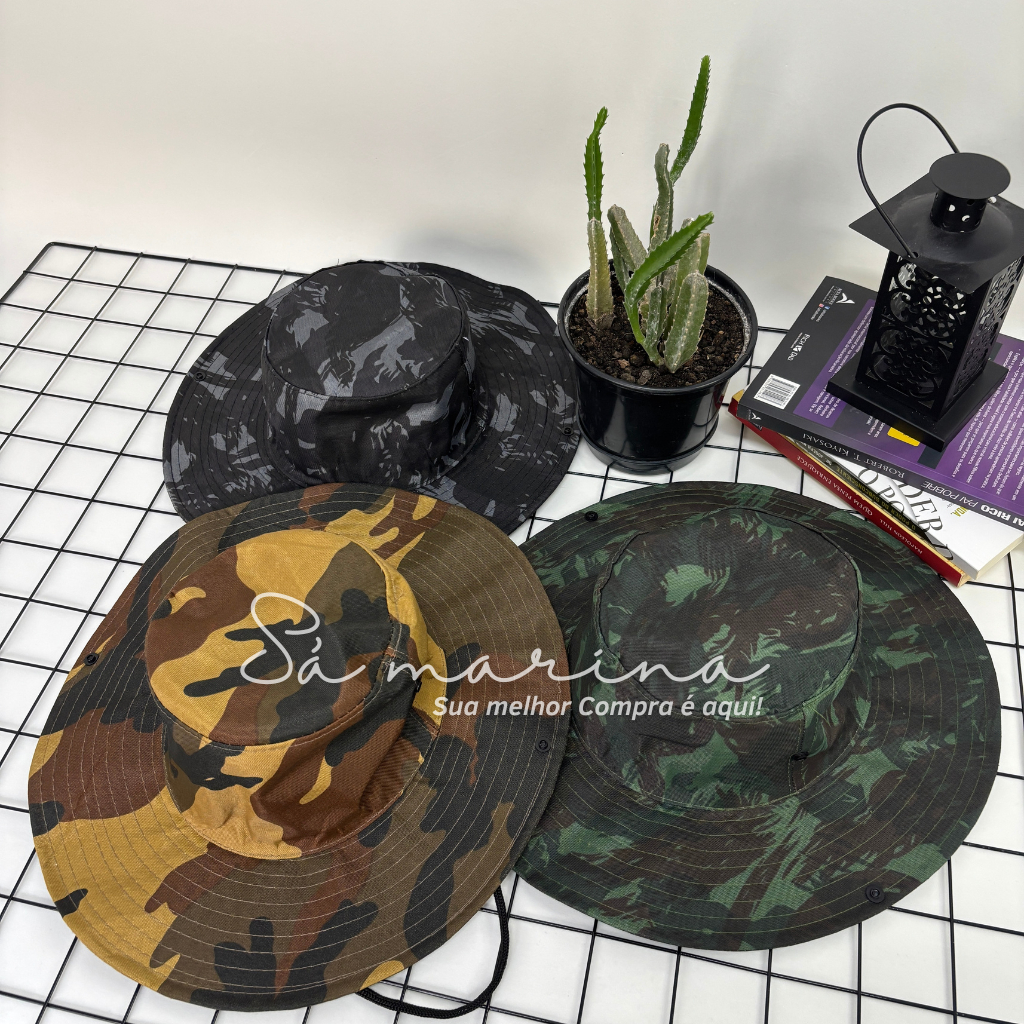 Kit 10 Chapéu Camping Pescador Australiano Varias Cores SEM SAIA