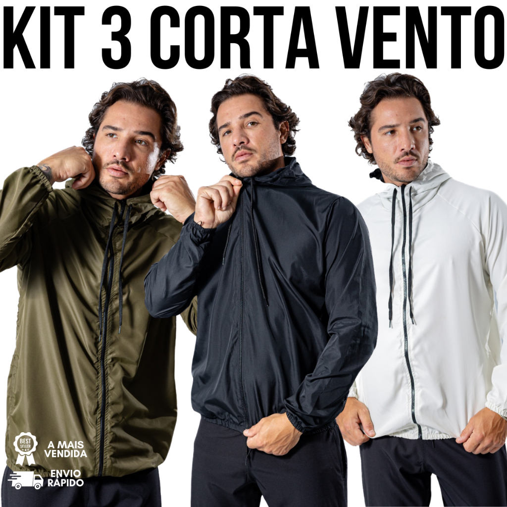 Kit 3 peças Jaqueta Corta Vento para Homem PREMIUM