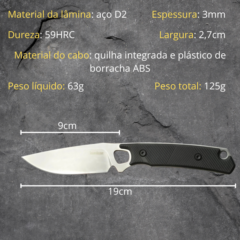 Faca Outdoor Full-Tang com Bainha - Ideal para Pesca e Camping