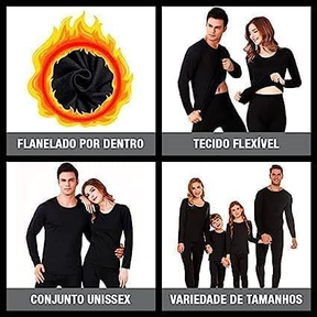 Kit roupa térmica segunda pele unisex para inverno forrada e quentinha com touca, cachecol e luva