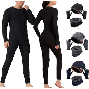 Kit roupa térmica segunda pele unisex para inverno forrada e quentinha com touca, cachecol e luva