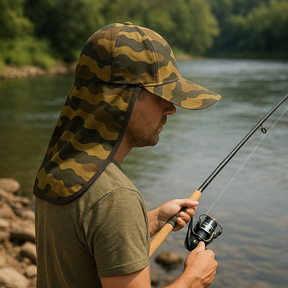 Bone Com Protetor De Nuca Proteção Solar Camuflado Para Pescador Camping Acampar