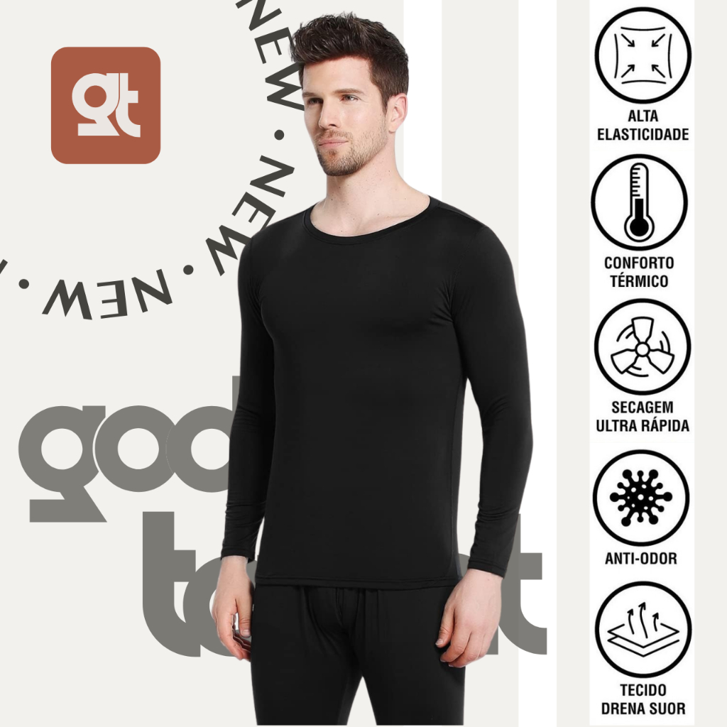 Conjunto Térmico Segunda Pele flanelado com luva Touch Screen