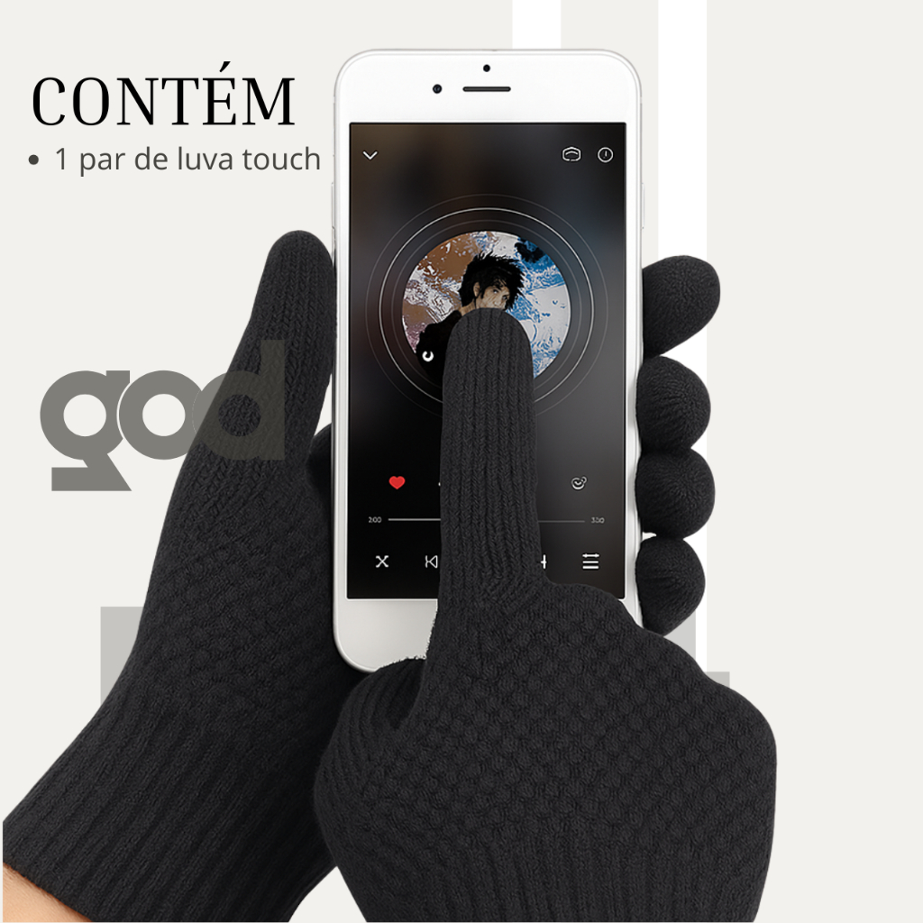 Conjunto Térmico Segunda Pele flanelado com luva Touch Screen