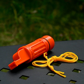 Apito de obrevivência Emergência 5 em 1. porta objetos Espelho Pederneira Apito Bussóla.29x120mm