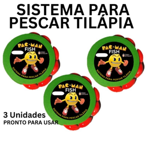 Sistema para pescaria de tilápia Pac Man Fish (bóia de pesca) tamanho para vara de 3.60 com 1 azol
