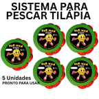 Sistema para pescaria de tilápia Pac Man Fish (bóia de pesca) tamanho para vara de 3.60 com 1 azol