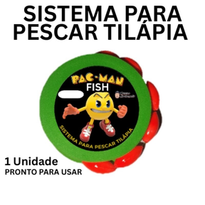 Sistema para pescaria de tilápia Pac Man Fish (bóia de pesca) tamanho para vara de 3.60 com 1 azol
