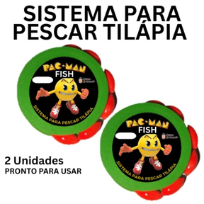 Sistema para pescaria de tilápia Pac Man Fish (bóia de pesca) tamanho para vara de 3.60 com 1 azol