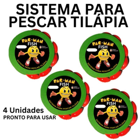 Sistema para pescaria de tilápia Pac Man Fish (bóia de pesca) tamanho para vara de 3.60 com 1 azol