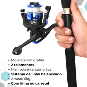 Kit 2 Vara De Pesca 60-120lbs Completa Com Molinete Esportiva Ao Ar Livre Robalo Portátil Com Linha