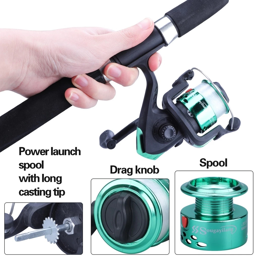 Kit 2 Vara De Pesca 60-120lbs Completa Com Molinete Esportiva Ao Ar Livre Robalo Portátil Com Linha